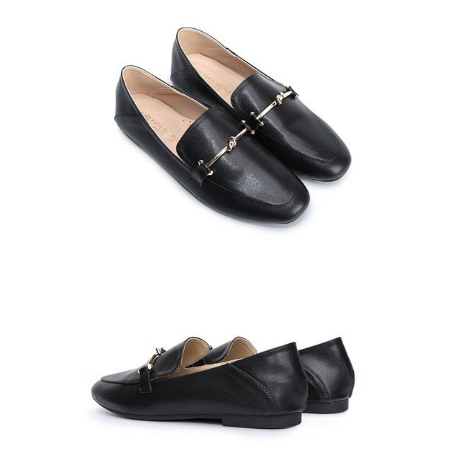 【富發牌】1BE97 細緻金屬扭結樂福鞋-黑/杏 女款 女鞋 休閒鞋_采靚精品館-細節圖2