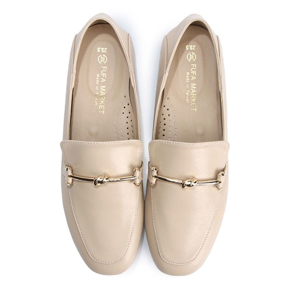 【富發牌】1BE97 細緻金屬扭結樂福鞋-黑/杏 女款 女鞋 休閒鞋_采靚精品館-細節圖3