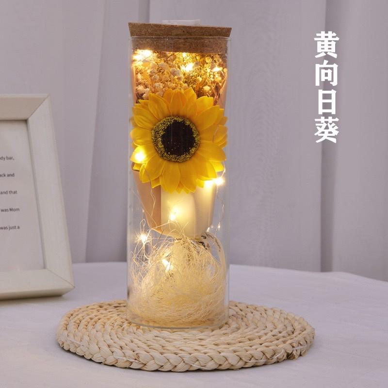 {24小時出貨}許願瓶-一體成形 玫瑰花 康乃馨 向日葵 送禮 教師節 母親節 交換禮物 女友生日 乾燥花 香皂花-細節圖3