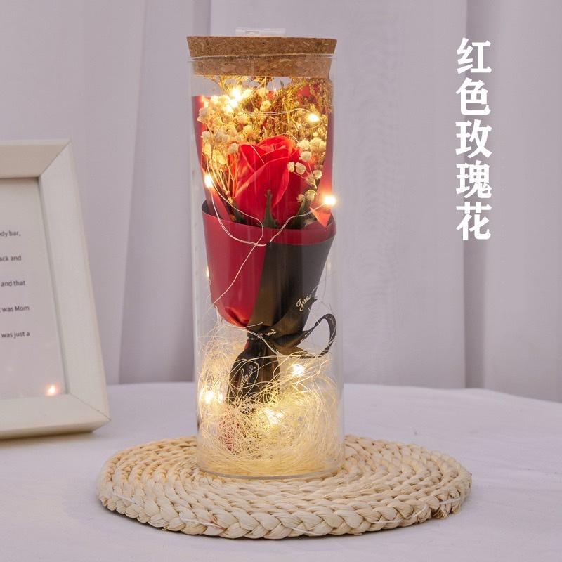 {24小時出貨}許願瓶-一體成形 玫瑰花 康乃馨 向日葵 送禮 教師節 母親節 交換禮物 女友生日 乾燥花 香皂花-細節圖5