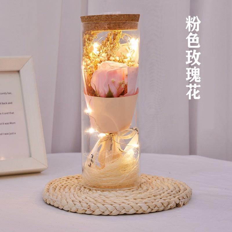 {24小時出貨}許願瓶-一體成形 玫瑰花 康乃馨 向日葵 送禮 教師節 母親節 交換禮物 女友生日 乾燥花 香皂花-細節圖6