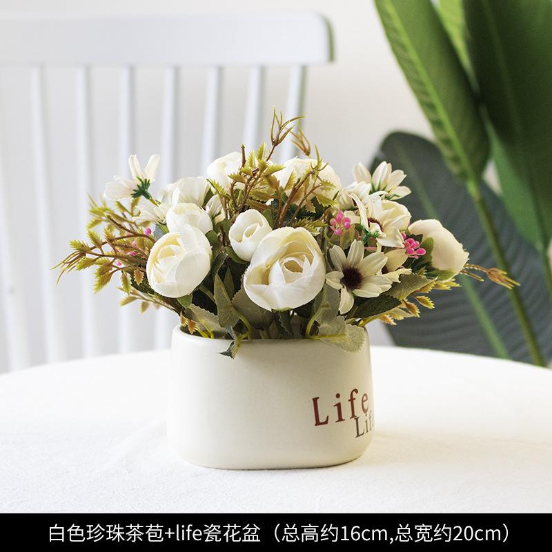 珍珠茶苞永生花盆 開店賀禮 開業禮物 乾燥花盆 室內擺設花盆-細節圖2