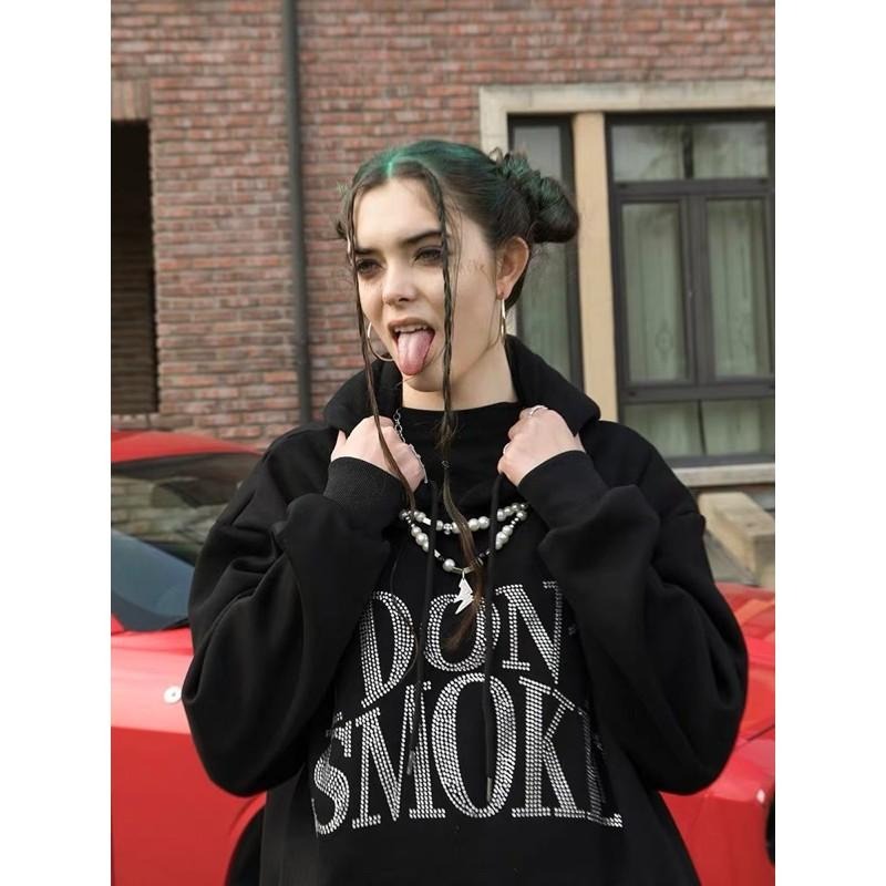 DONSMOKE 水鑽 帽T【PS中壢】-細節圖3