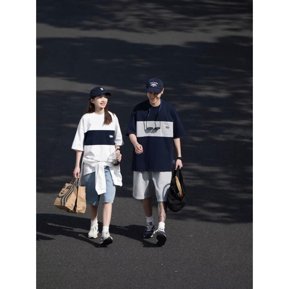 BELLKEN IDEA 拼接 條紋 圓領 口袋 短T 短袖  店內價 【PS中壢】-細節圖4