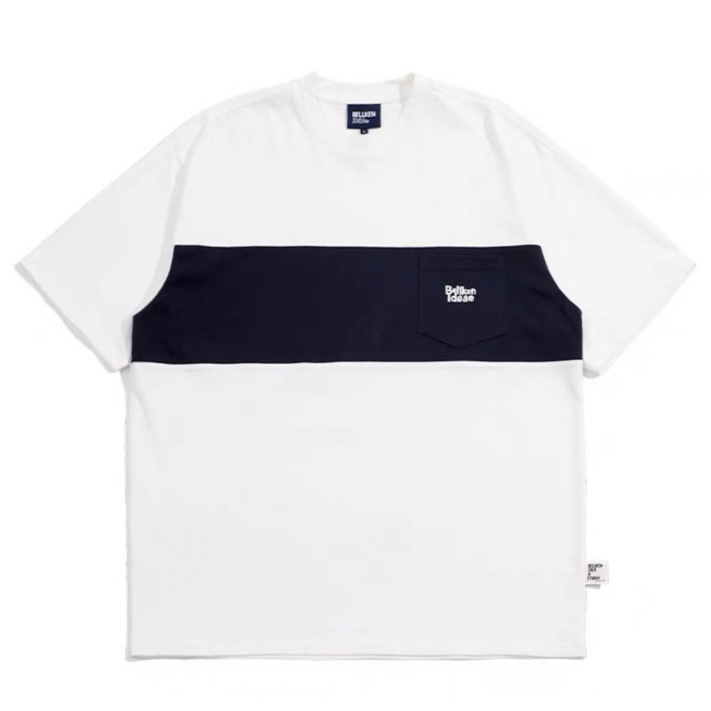 BELLKEN IDEA 拼接 條紋 圓領 口袋 短T 短袖  店內價 【PS中壢】-規格圖5