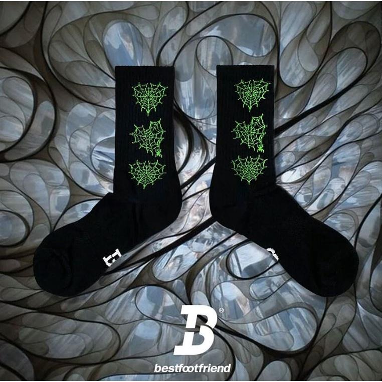 BEST FOOT FRIEND /BFF襪 SPIDER WEB 電繡 蜘蛛網 中筒襪 長襪 【PS中壢】-細節圖3