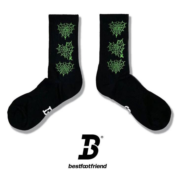 BEST FOOT FRIEND /BFF襪 SPIDER WEB 電繡 蜘蛛網 中筒襪 長襪 【PS中壢】-細節圖5
