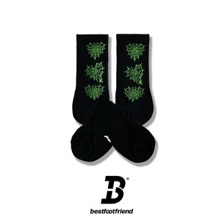 BEST FOOT FRIEND /BFF襪 SPIDER WEB 電繡 蜘蛛網 中筒襪 長襪 【PS中壢】-規格圖1