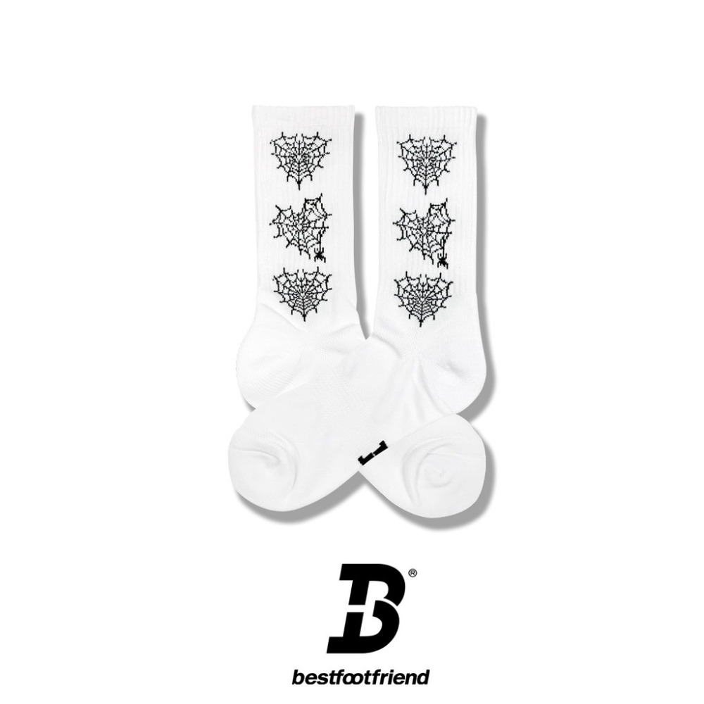 BEST FOOT FRIEND /BFF襪 SPIDER WEB 電繡 蜘蛛網 中筒襪 長襪 【PS中壢】-規格圖9