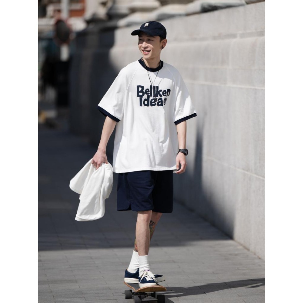 BELLKEN IDEA 滾邊 撞色 印花 短袖 短T  店內價 【PS中壢】-細節圖3