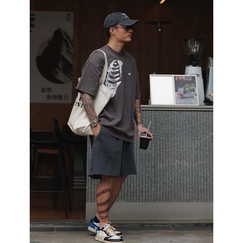 UNBENT 23SS 日系復古 水洗骨頭 印花 刺繡短袖 短T 上衣 cityboy【PS中壢】-細節圖2