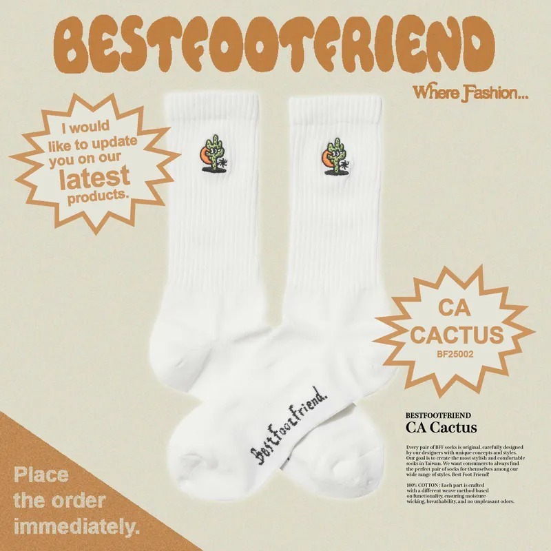 BEST FOOT FRIEND /BFF襪 CA CACTUS 仙人掌 刺繡長襪【PS中壢】-規格圖8