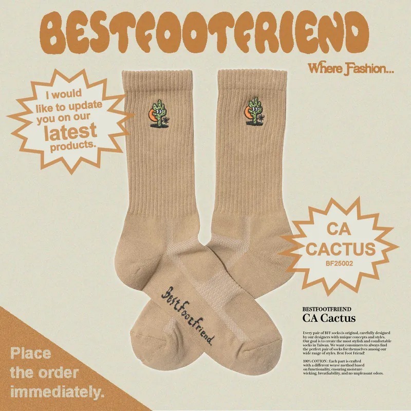 BEST FOOT FRIEND /BFF襪 CA CACTUS 仙人掌 刺繡長襪【PS中壢】-規格圖8