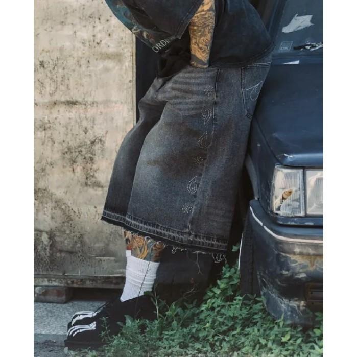 ORDINARY 水洗 不修邊 變形蟲 卯釘 8分 牛仔 短褲 【PS中壢】-細節圖5