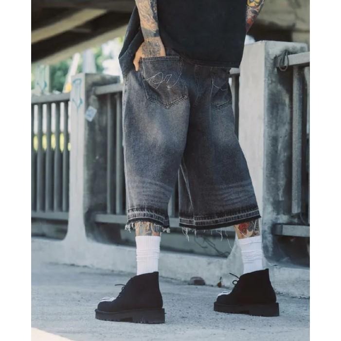 ORDINARY 水洗 不修邊 變形蟲 卯釘 8分 牛仔 短褲 【PS中壢】-細節圖6