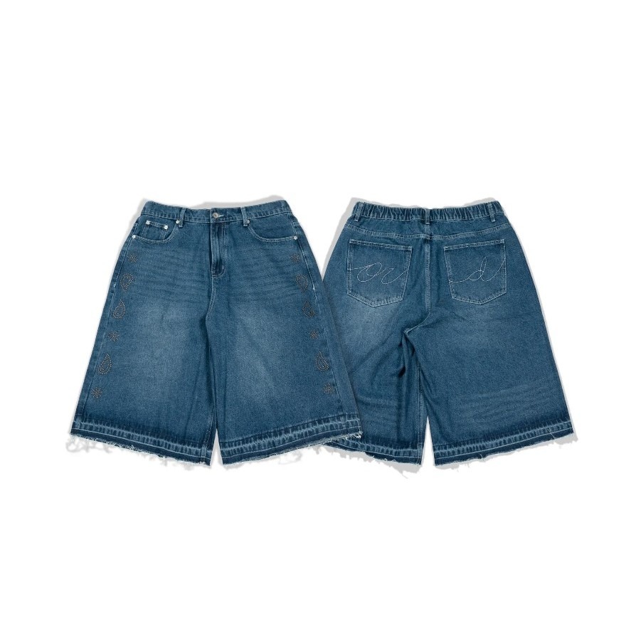 ORDINARY 水洗 不修邊 變形蟲 卯釘 8分 牛仔 短褲 【PS中壢】-規格圖9