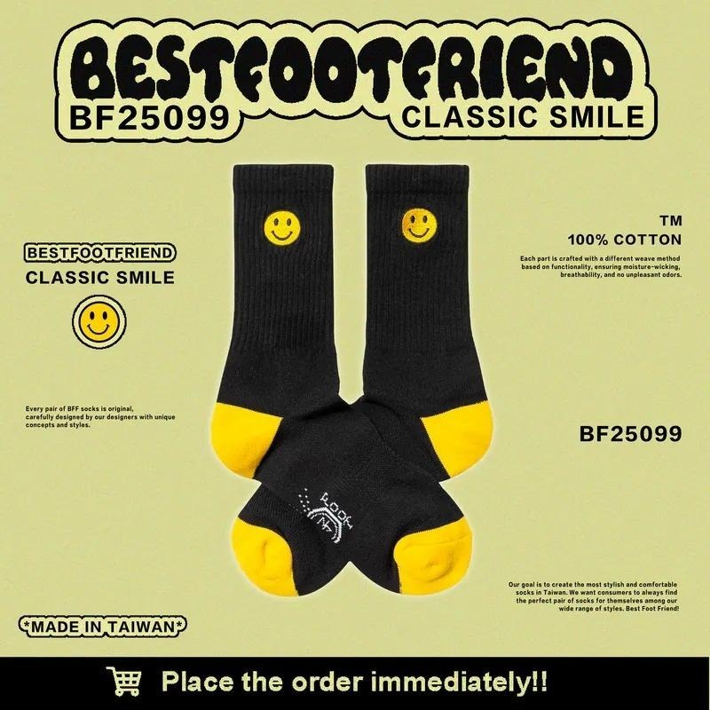 BEST FOOT FRIEND /BFF襪 CLASSIC SMILE SOCKS 經典刺繡微笑長襪【PS中壢】-細節圖6