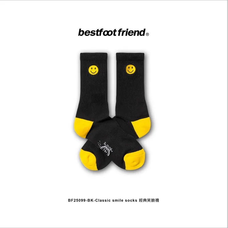 BEST FOOT FRIEND /BFF襪 CLASSIC SMILE SOCKS 經典刺繡微笑長襪【PS中壢】-規格圖8
