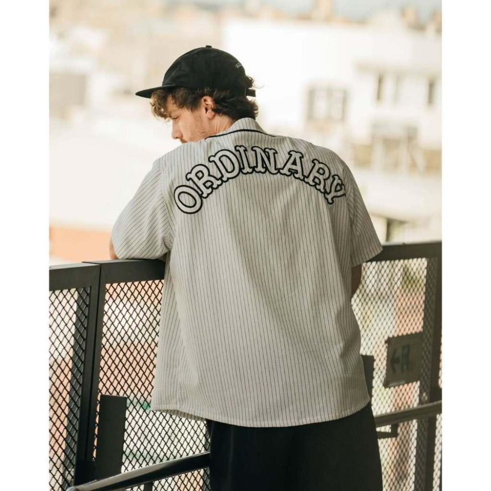 ORDINARY 25SS SEERSUCKER JERSEY 直紋泡泡砂貼布棒球衫 店內價 【PS中壢】-細節圖4