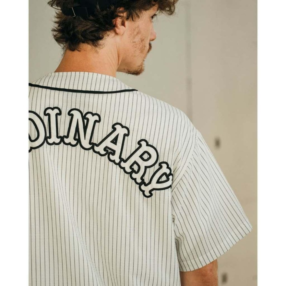 ORDINARY 25SS SEERSUCKER JERSEY 直紋泡泡砂貼布棒球衫 店內價 【PS中壢】-細節圖5