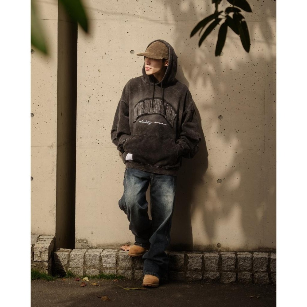 ORDINARY PIGMENT DYED SWEAT HOODIE 水洗不修邊貼布LOGO帽T  店內價 【PS中壢】-細節圖3