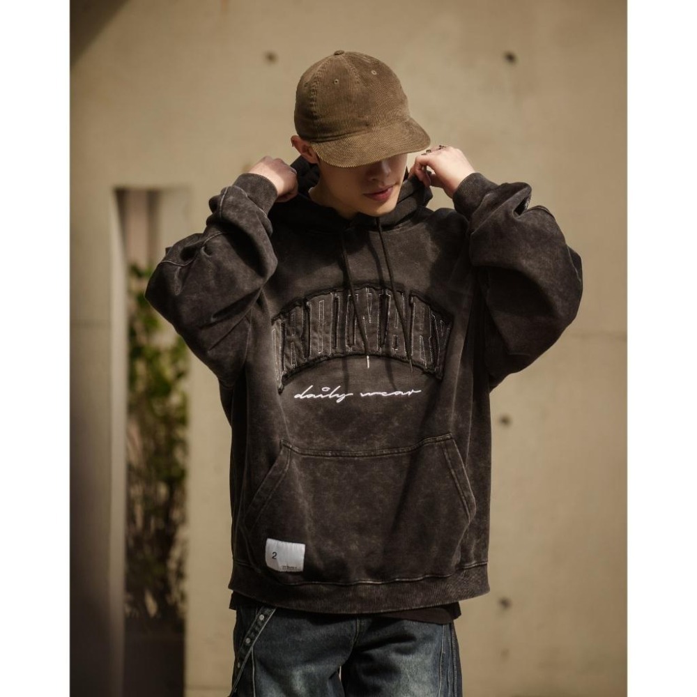ORDINARY PIGMENT DYED SWEAT HOODIE 水洗不修邊貼布LOGO帽T  店內價 【PS中壢】-細節圖4
