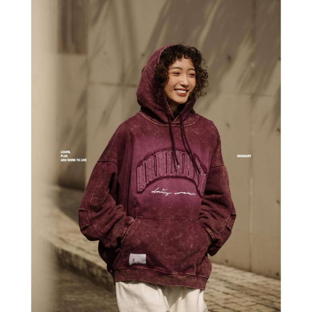 ORDINARY PIGMENT DYED SWEAT HOODIE 水洗不修邊貼布LOGO帽T  店內價 【PS中壢】-細節圖6