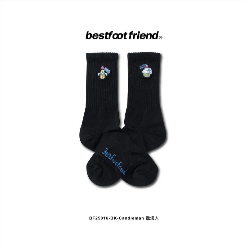 BEST FOOT FRIEND /BFF襪 Candleman 蠟燭人刺繡長襪【PS中壢】-規格圖2