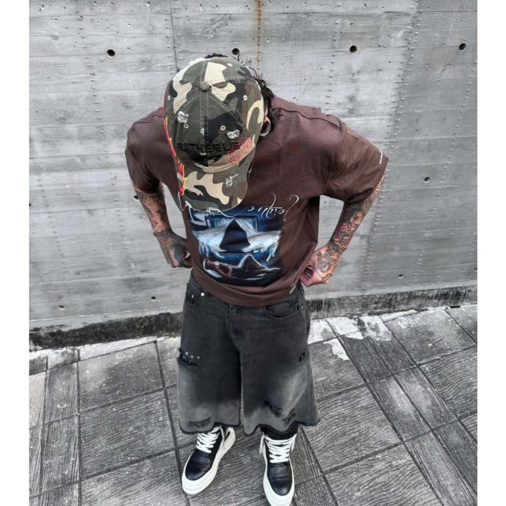 KILLASYSTEM DAMAGE WASHED DENIM SHORTS牛仔水洗破壞七分褲【PS中壢】-細節圖2