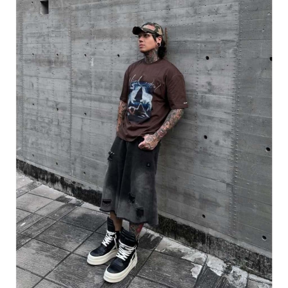 KILLASYSTEM DAMAGE WASHED DENIM SHORTS牛仔水洗破壞七分褲【PS中壢】-細節圖3