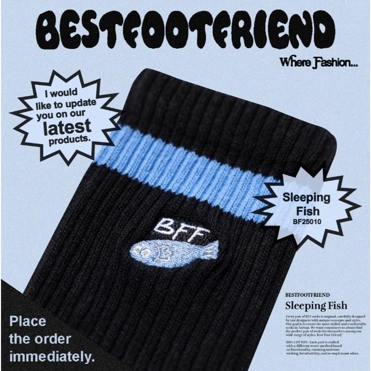 BEST FOOT FRIEND / BFF襪 SLEEPING FISH 小魚 刺繡 長襪【PS中壢】-細節圖2