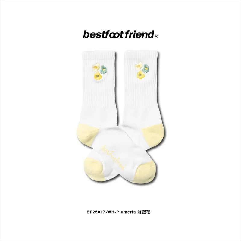 BEST FOOT FRIEND / BFF襪 Plumeria雞蛋花 刺繡長襪【PS中壢】-規格圖1