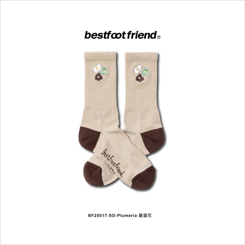 BEST FOOT FRIEND / BFF襪 Plumeria雞蛋花 刺繡長襪【PS中壢】-規格圖2