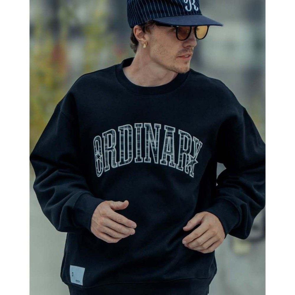 ORDINARY 25AW STAR PLAID SWEATSHIRT 格紋星貼布大學T【PS中壢】-細節圖2