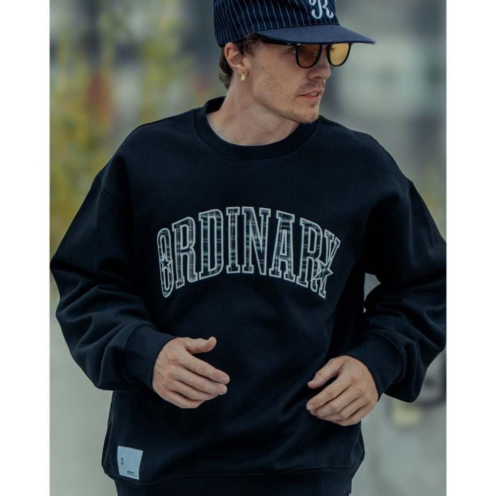 ORDINARY 25AW STAR PLAID SWEATSHIRT 格紋星貼布大學T 店內價 【PS中壢】-細節圖2