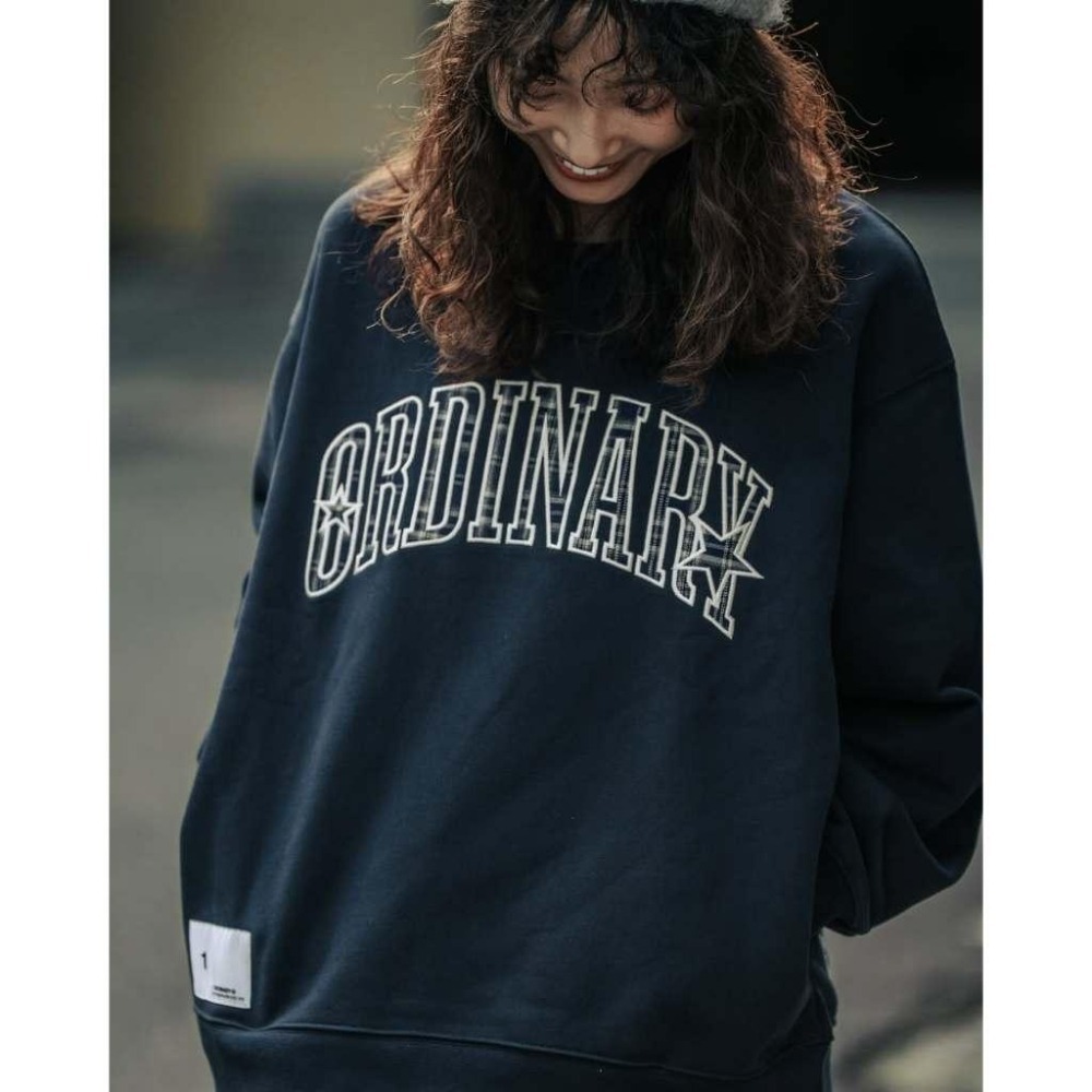 ORDINARY 25AW STAR PLAID SWEATSHIRT 格紋星貼布大學T 店內價 【PS中壢】-細節圖4