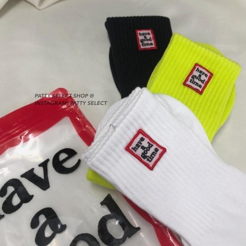 Have a good time sock 襪子 基本LOGO 中筒襪 長襪 字框 電繡 運動長襪 運動襪【PS中壢】-細節圖6