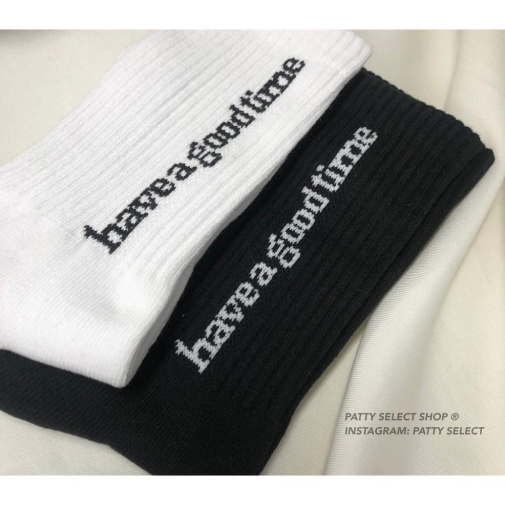 Have a good time sock 襪子 基本LOGO 中筒襪 長襪 字框 電繡 運動長襪 運動襪【PS中壢】-細節圖8