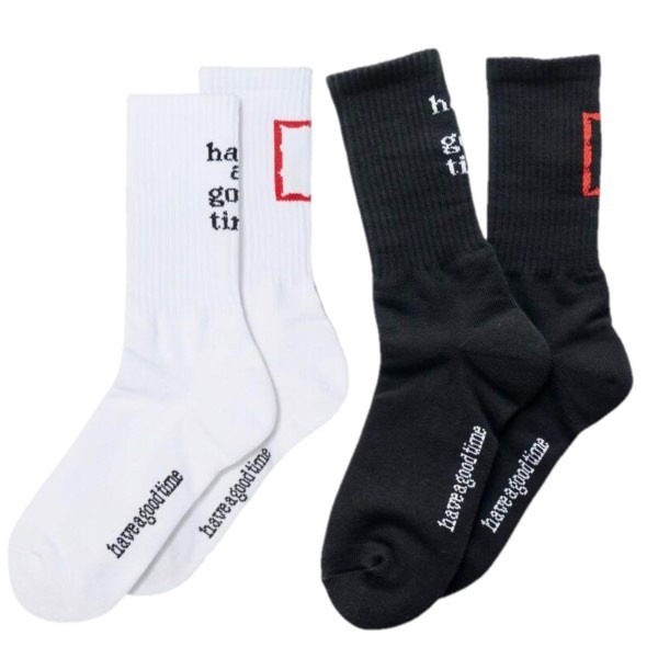 Have a good time sock 襪子 基本LOGO 中筒襪 長襪 字框 電繡 運動長襪 運動襪【PS中壢】-規格圖9