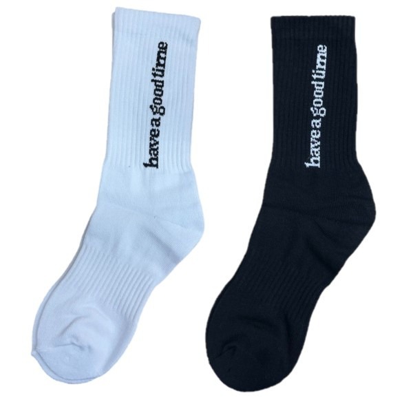 Have a good time sock 襪子 基本LOGO 中筒襪 長襪 字框 電繡 運動長襪 運動襪【PS中壢】-規格圖9
