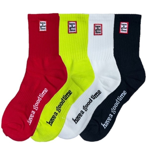 Have a good time sock 襪子 基本LOGO 中筒襪 長襪 字框 電繡 運動長襪 運動襪【PS中壢】-規格圖9