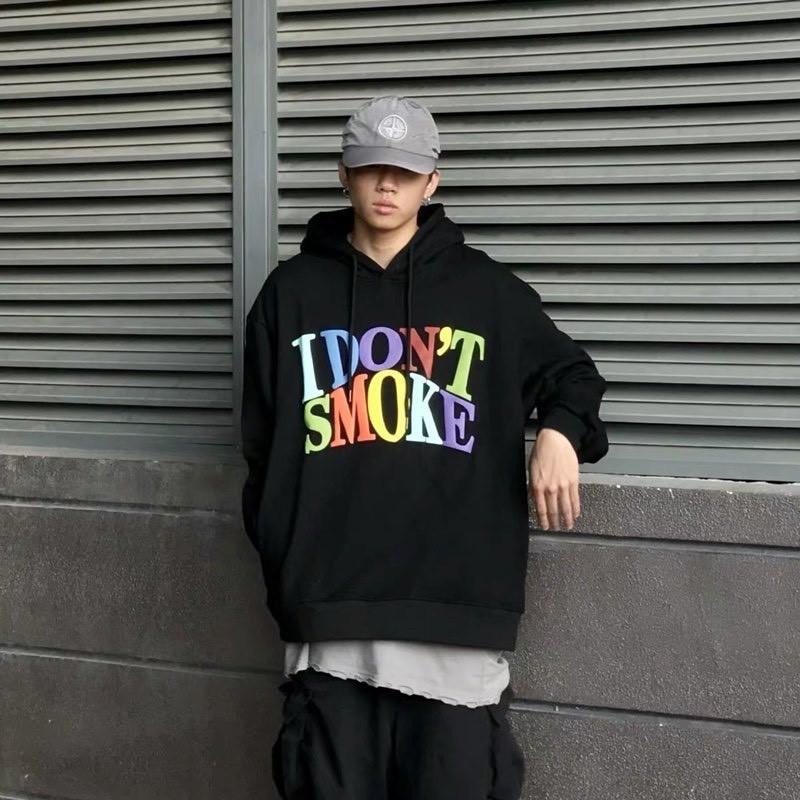 DONSMOKE 彩虹 發泡 基本款 立體 LOGO 長袖 帽T 帽TEE【PS中壢】-細節圖4