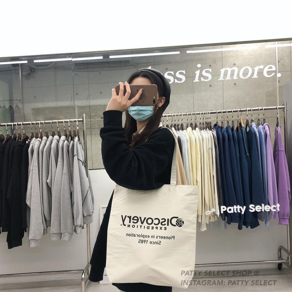 🇰🇷 DISCOVERY 帆布袋 側背 手提 白色 防水 防水袋【PS中壢】-細節圖2