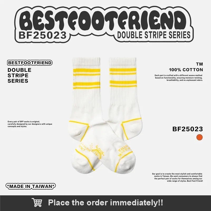 BEST FOOT FRIEND /BFF襪 DOUDLE STEIPE SERIES 雙條紋長襪【PS中壢】-細節圖2