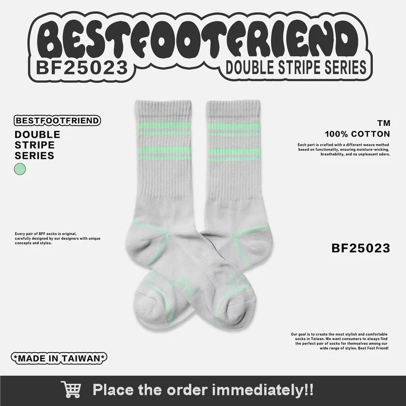 BEST FOOT FRIEND /BFF襪 DOUDLE STEIPE SERIES 雙條紋長襪【PS中壢】-細節圖4