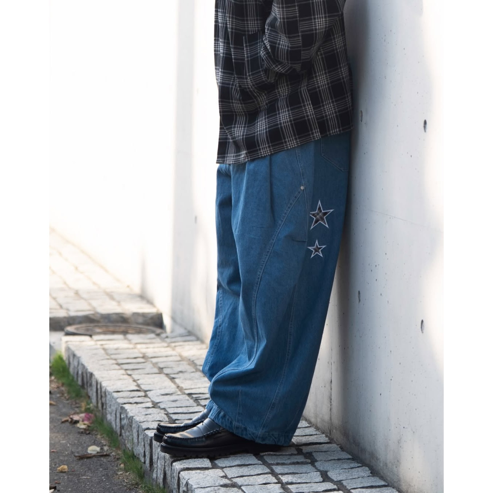 ORDINARY 格紋 星星 貼布 燈籠褲 長褲  店內價 【PS中壢】-細節圖8