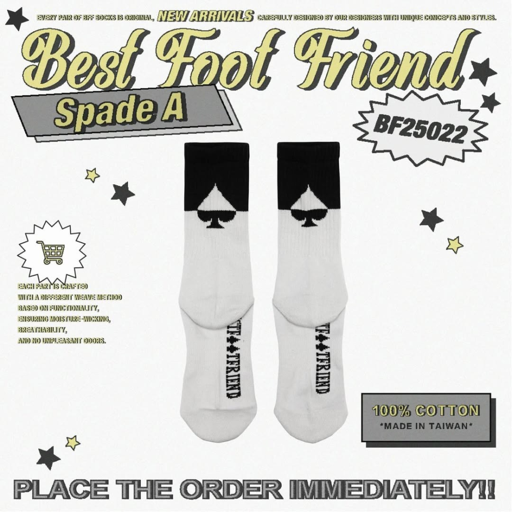 BEST FOOT FRIEND /BFF襪 Spade A_黑桃A 長襪 店內價 【PS中壢】-細節圖3