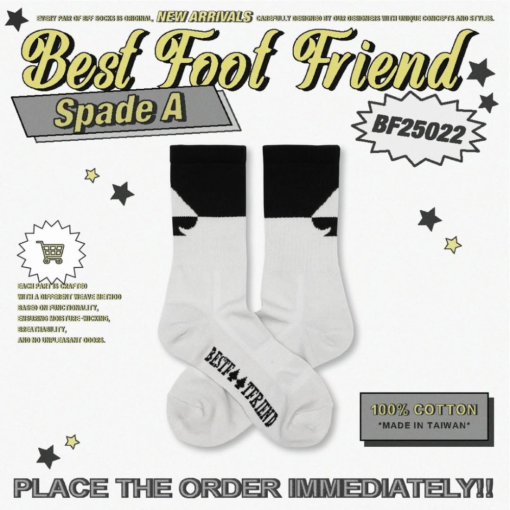 BEST FOOT FRIEND /BFF襪 Spade A_黑桃A 長襪 店內價 【PS中壢】-規格圖1