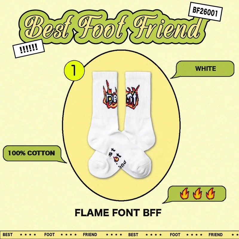 BEST FOOT FRIEND /BFF襪 Flame font_火焰字體BFF襪【PS中壢】-細節圖3