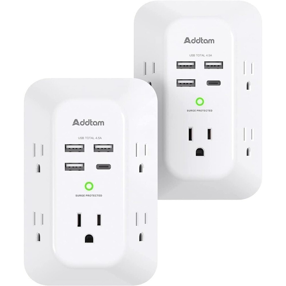 【雷恩精選】全新現貨 美國 Addtam USB-C 壁式充電器 電湧保護 3A-4.5A 5插座 4USB-細節圖4